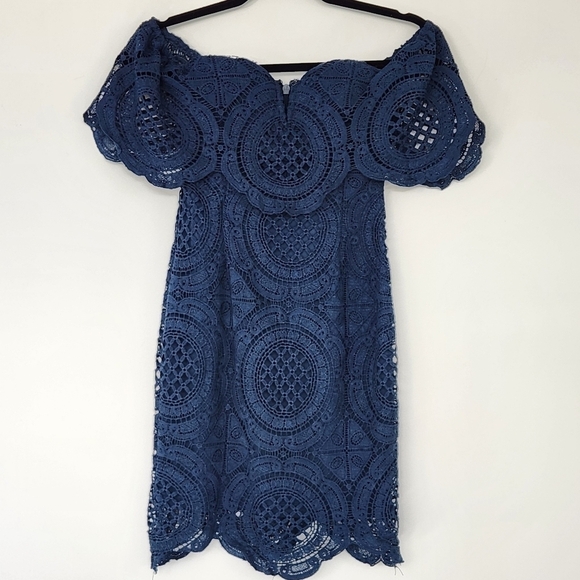 Lulus Bellissimo Teal Off-The-Shoulder Bodycon Lace Dress Size XS - Picture 3 of 9